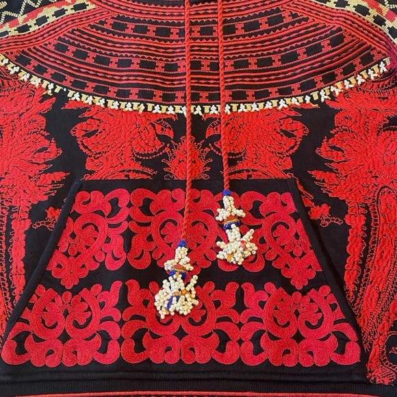 H&M Studio Red Embroidered and Beaded Hoodie Size 6 - Picture 4 of 12